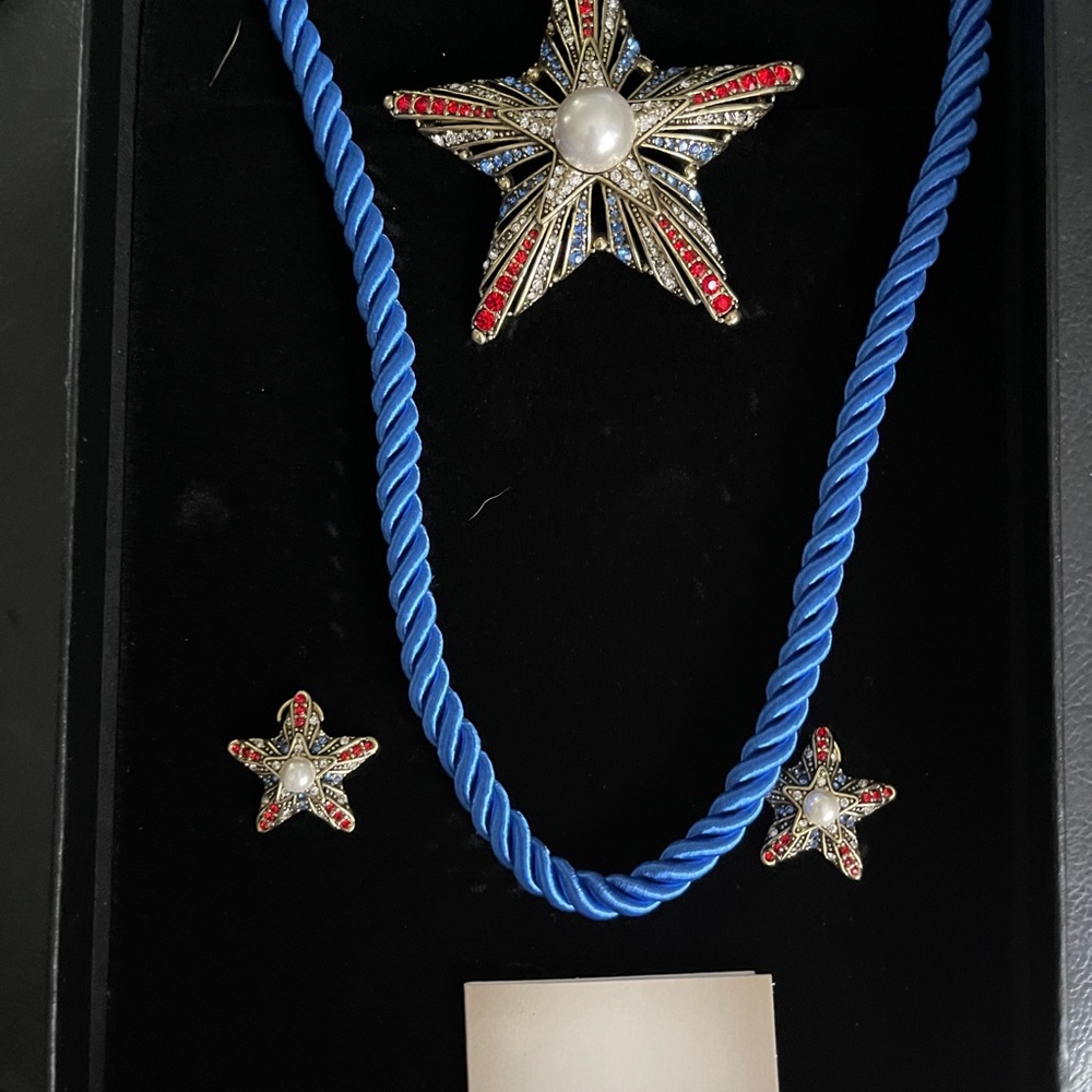 Heidi Daus Blue and Red Star Necklace